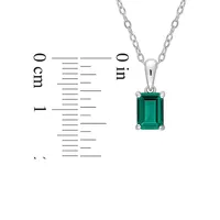 Sterling Silver & Lab-Created Green Emerald Solitaire Pendant Necklace