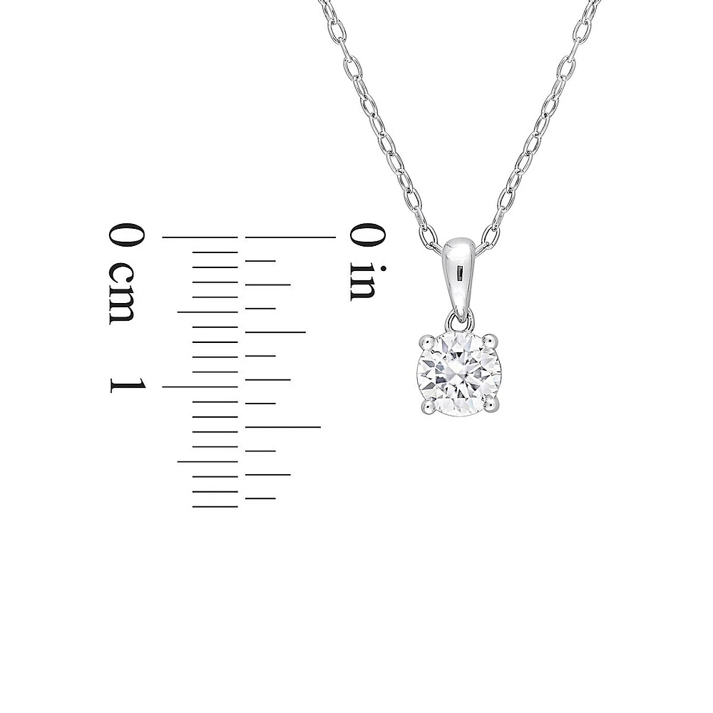 Collier à pendentif solitaire en argent sterling avec moissanite synthétique 0,7 ct PT