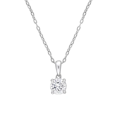 Collier à pendentif solitaire en argent sterling avec moissanite synthétique 0,7 ct PT