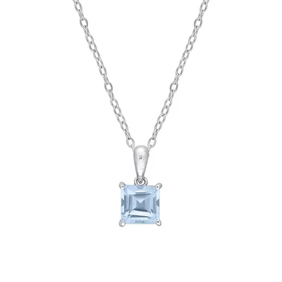Sterling Silver & Lab-Created Blue Topaz Necklace