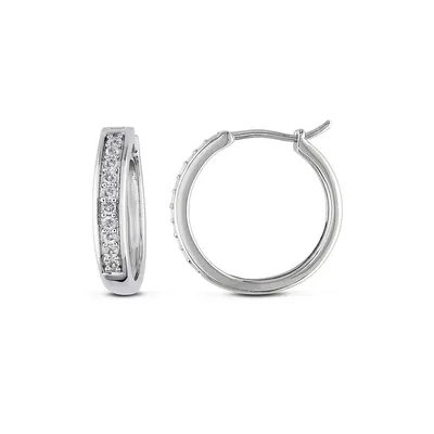Diamond Sterling Silver Hoop Earrings