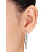 0.25 CT. T.W. Pave Diamond Sterling Silver Hoop Earrings