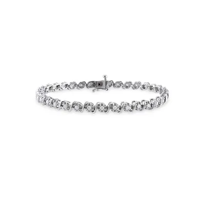 Bracelet tennis à filigrane en argent sterling avec diamants ronds