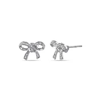 Diamond Sterling Silver Bow Stud Earrings