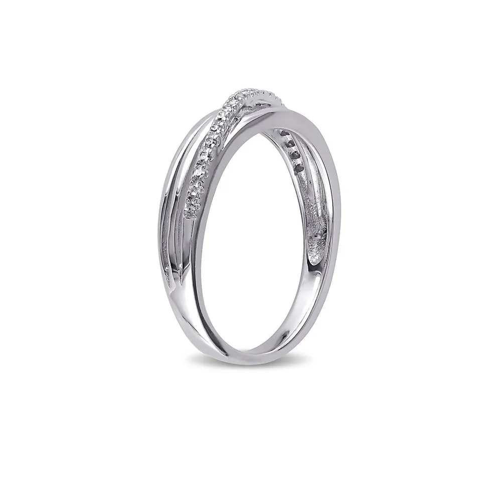 Bague en argent sterling à bandes multiples avec diamants