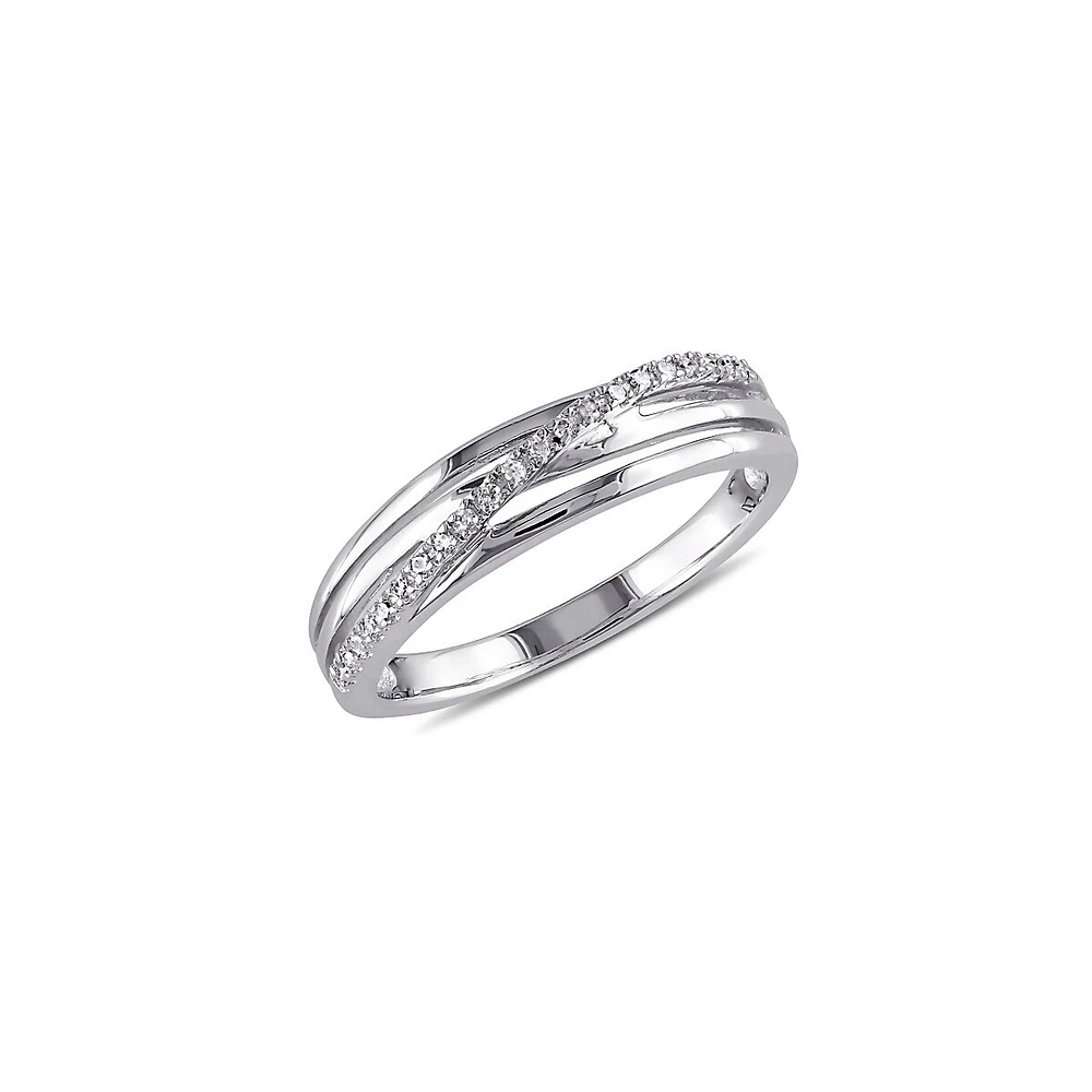 Bague en argent sterling à bandes multiples avec diamants