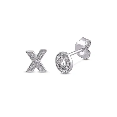 Diamond XO Sterling Silver Stud Earrings