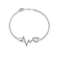 Bracelet en argent sterling Heartbeat avec diamants