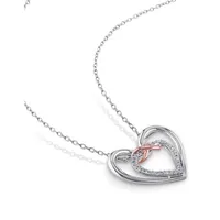 Diamond Two-Tone Infinity Double Heart Necklace