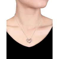 Collier à pendentif formé de deux cœurs et du symbole de l'infinité avec diamants