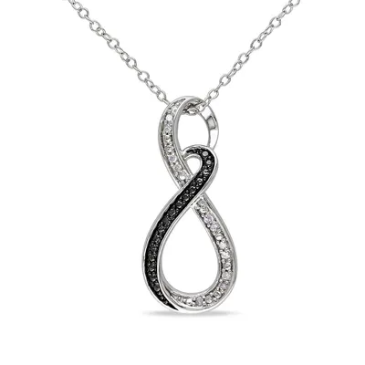Collier à pendentif torsadé formant le symbole de l'infinité avec diamants