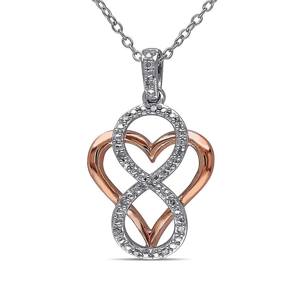 Diamond Two-Tone Infinity Overlay Heart Necklace