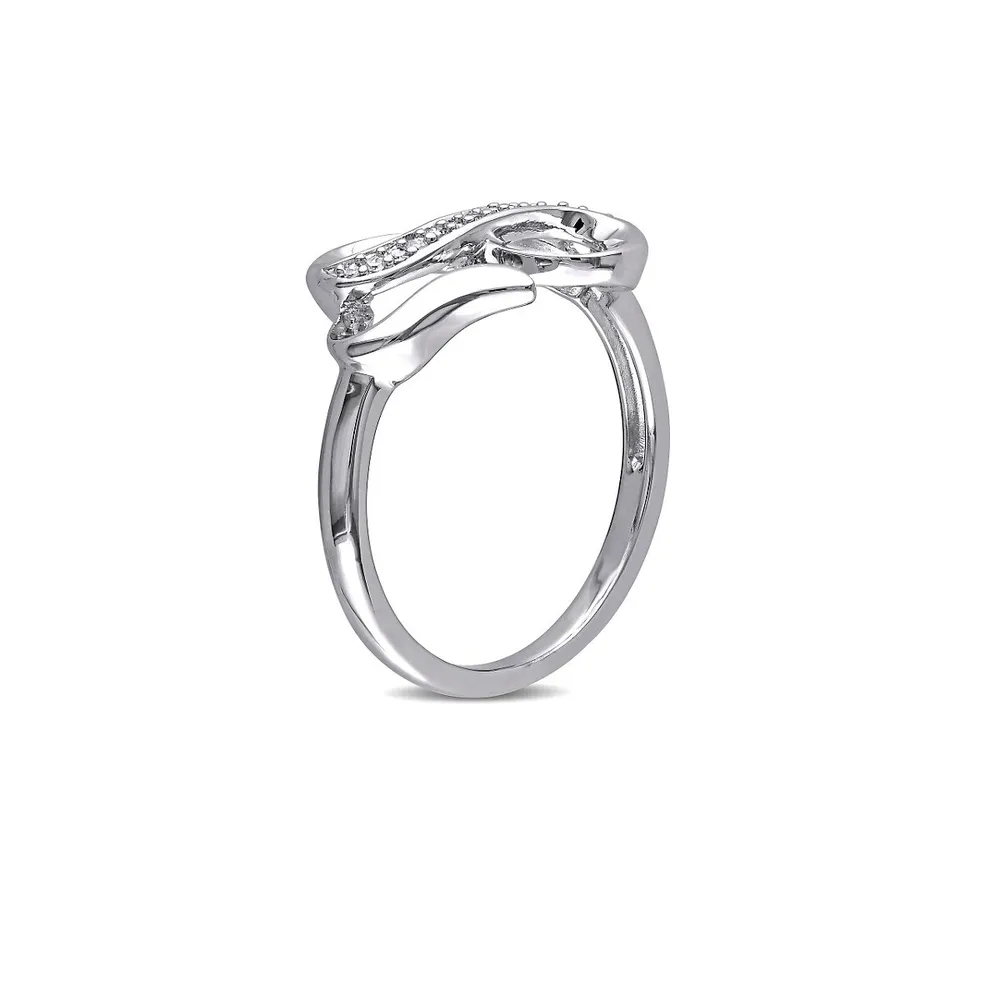 Diamond and Sterling Silver Double Infinity Heart Ring