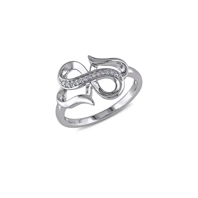 Diamond and Sterling Silver Double Infinity Heart Ring