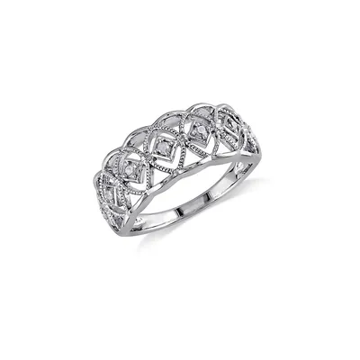 .10 CT Diamond and Sterling Silver Openwork Ring