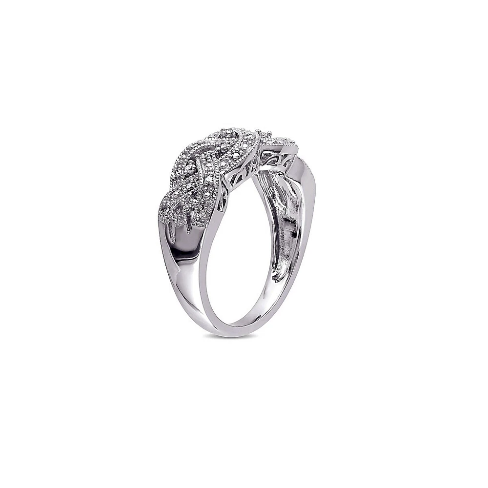 Bague rétro en argent sterling avec diamants 0,08 ct