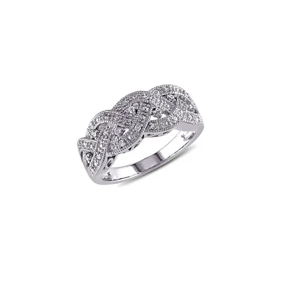 .08 CT Diamond and Sterling Silver Vintage Ring