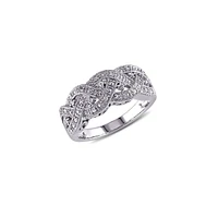 Bague rétro en argent sterling avec diamants 0,08 ct