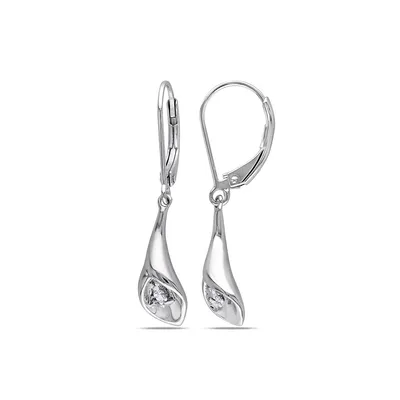 0.022 CT. T.W. Diamond Sterling Silver Calla Lily Flower Earrings