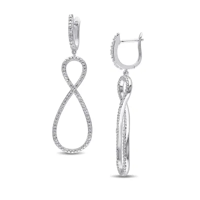 Sterling Silver and 0.10 Total Carat Weight Diamond Infinity Earrings