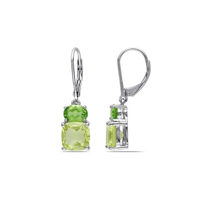 Sterling Silver Peridot and Lemon Quartz Drop Earrings