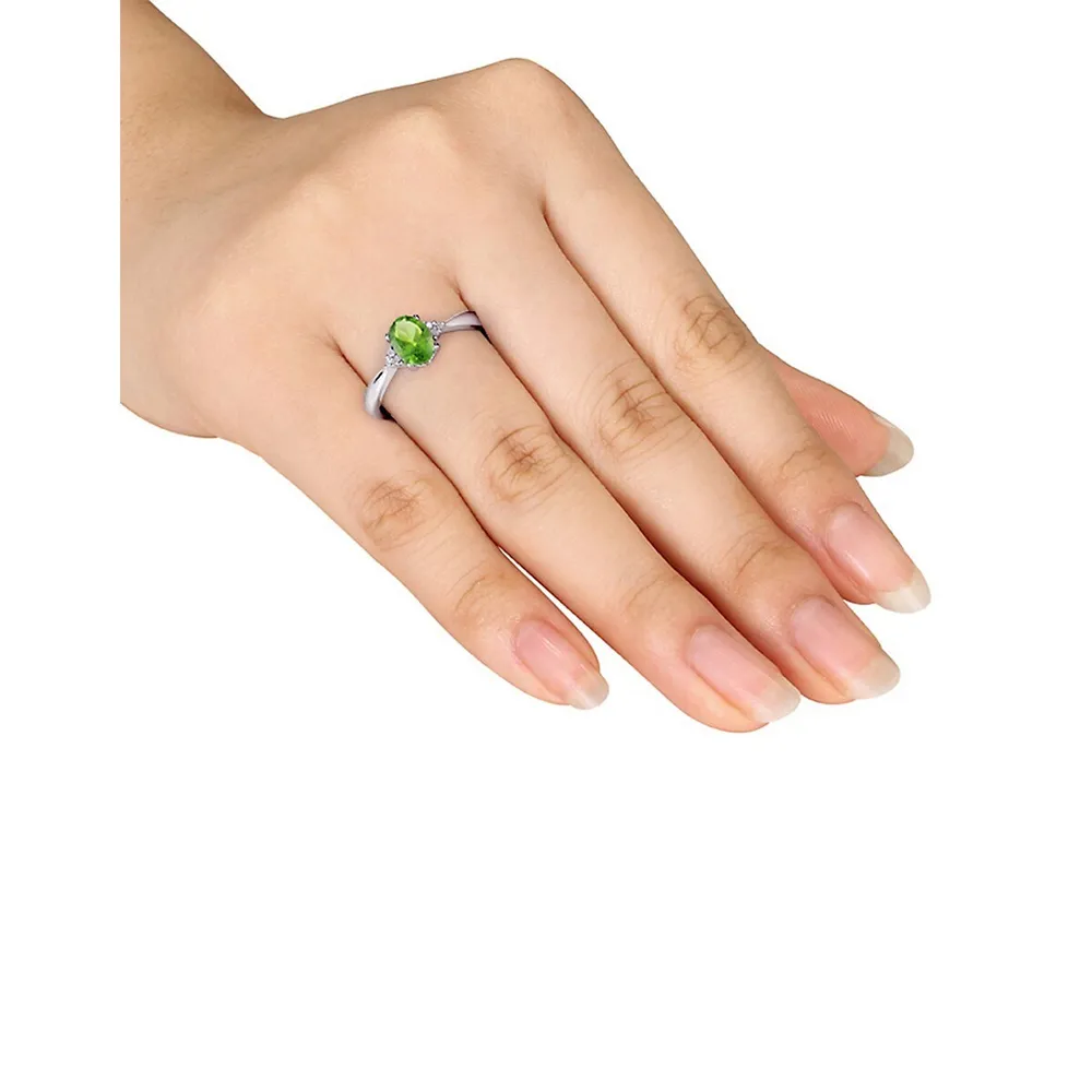 0.03 CT. T.W. Diamond Accent and Peridot Ring