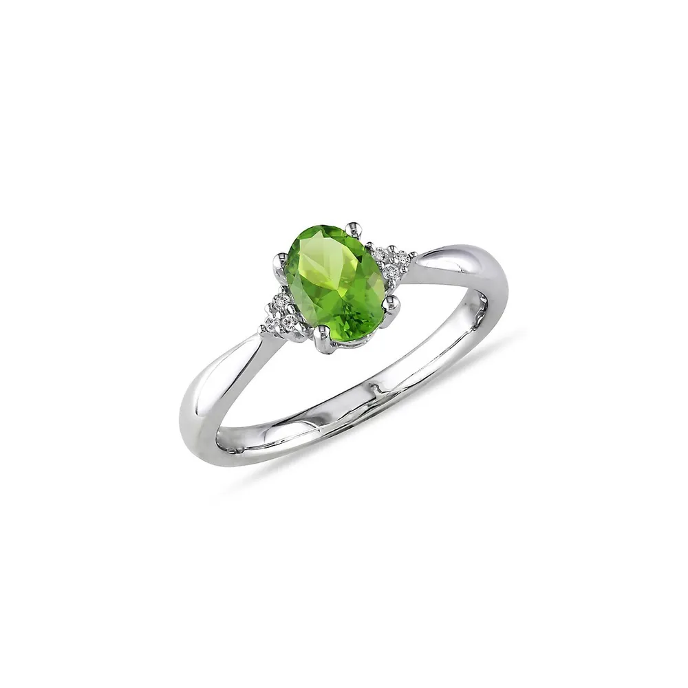 0.03 CT. T.W. Diamond Accent and Peridot Ring