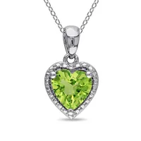 Sterling Silver and Peridot Heart Necklace