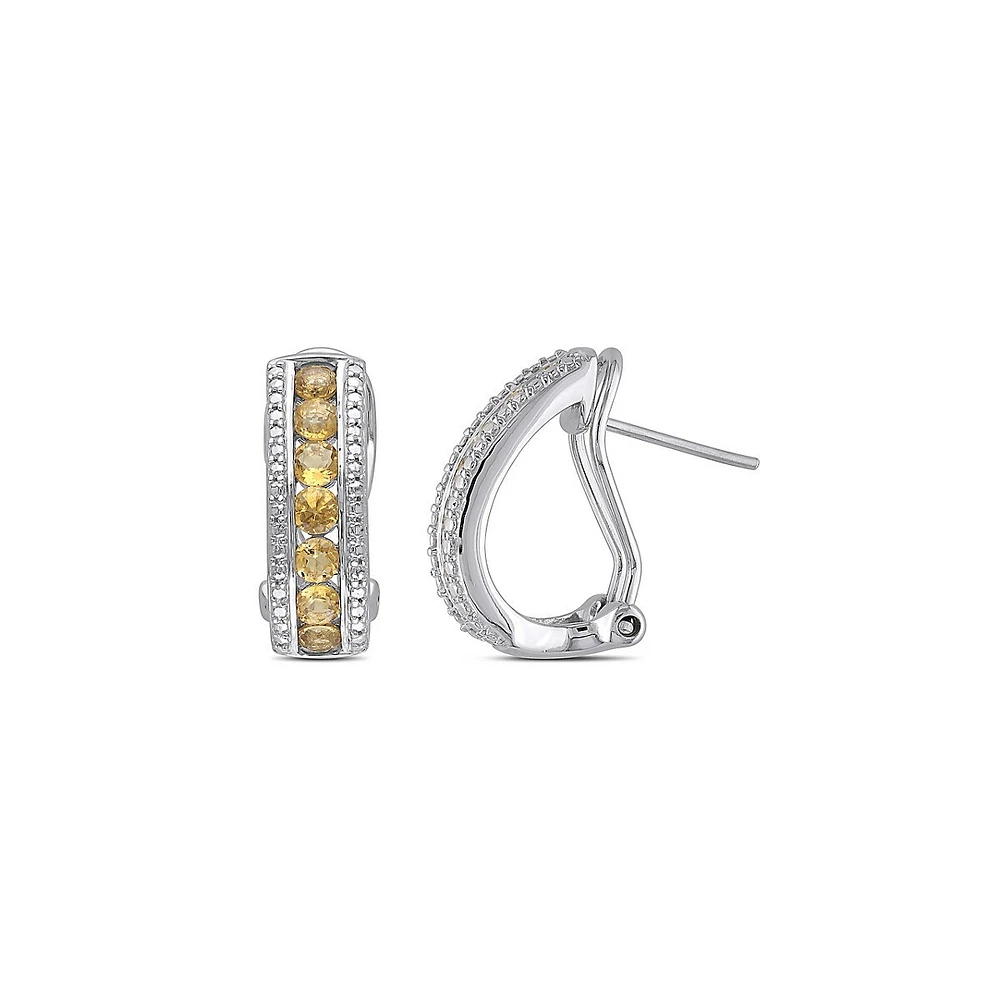 Sterling Silver and Citrine Half-Hoop Earrings