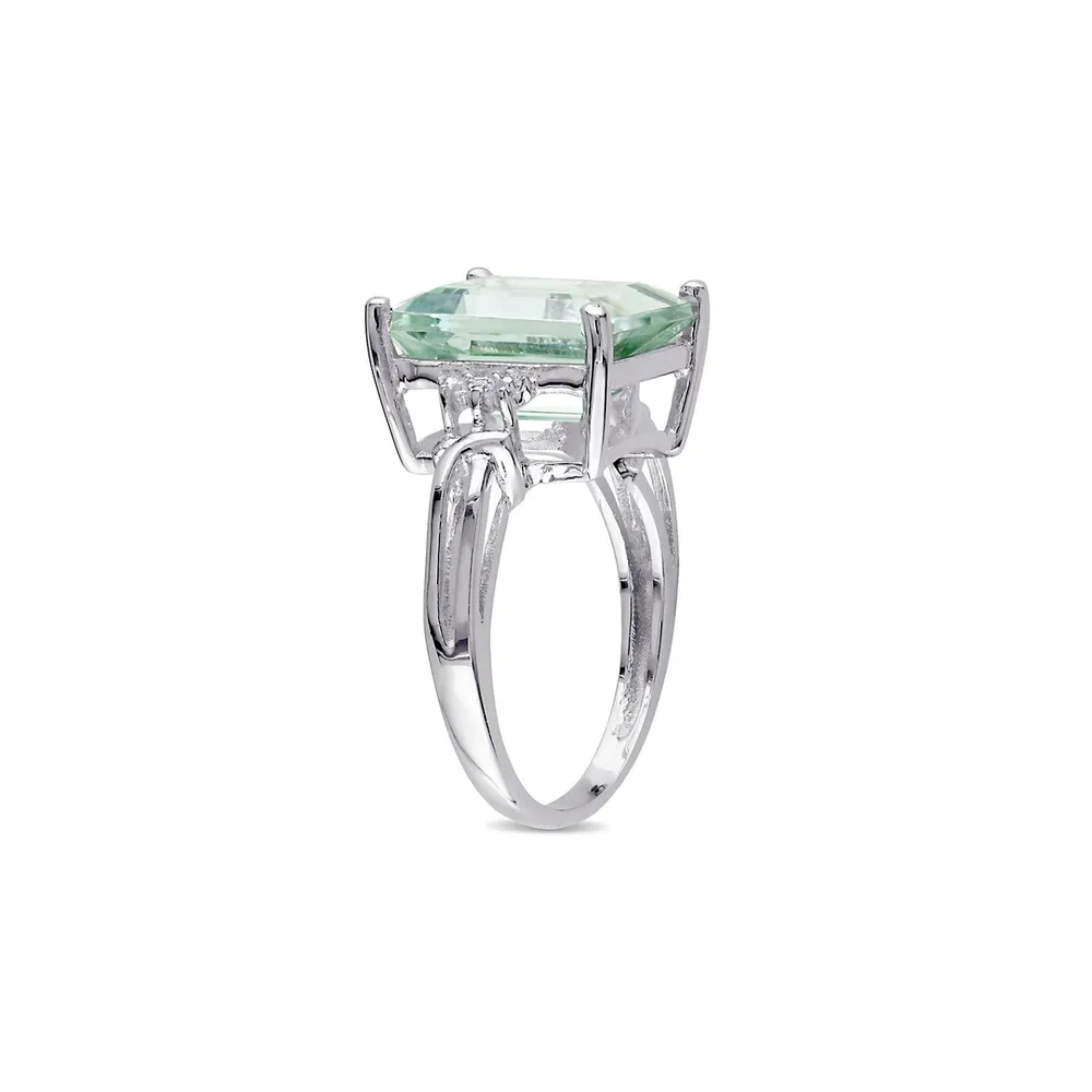 5.625 CT. T.W. Green Amethyst and White Topaz Sterling Silver Cocktail Ring