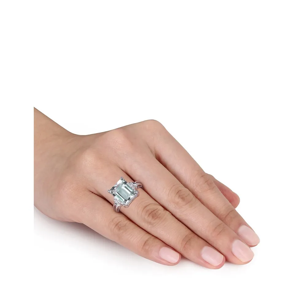 Bague fantaisie en argent sterling avec 5,625 ct PT d'améthyste et topaze blanche