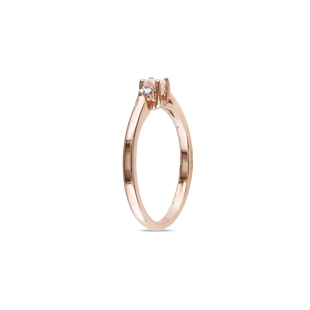 Bague avec 0,16 ct PT de morganite et diamants