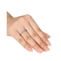 Bague avec 0,16 ct PT de morganite et diamants