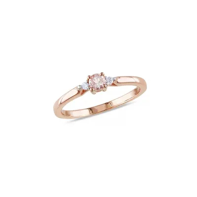 Bague avec 0,16 ct PT de morganite et diamants