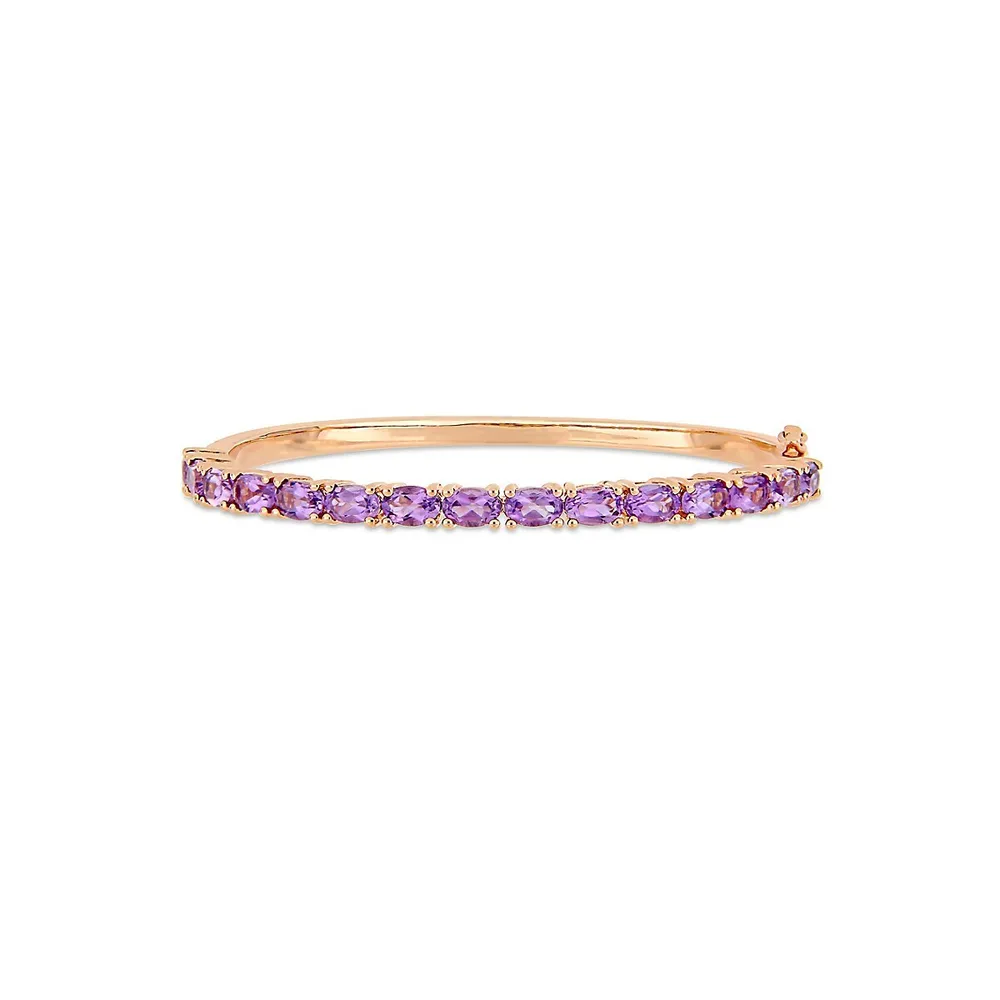 Sterling Silver & Oval-Cut Amethyst Bangle Bracelet