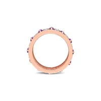 Rose-plated Sterling Silver, Amethyst & White Topaz Eternity Ring