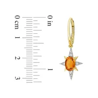 18K Goldplated Sterling Silver, Citrine & White Topaz Star Drop Earrings