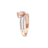 10K Rose Gold, Morganite, Aquamarine & 0.25 CT. T.W. Diamond Ring