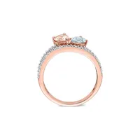 10K Rose Gold, Morganite, Aquamarine & 0.25 CT. T.W. Diamond Ring