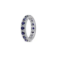 Sterling Silver & Created Blue Sapphire Eternity Ring