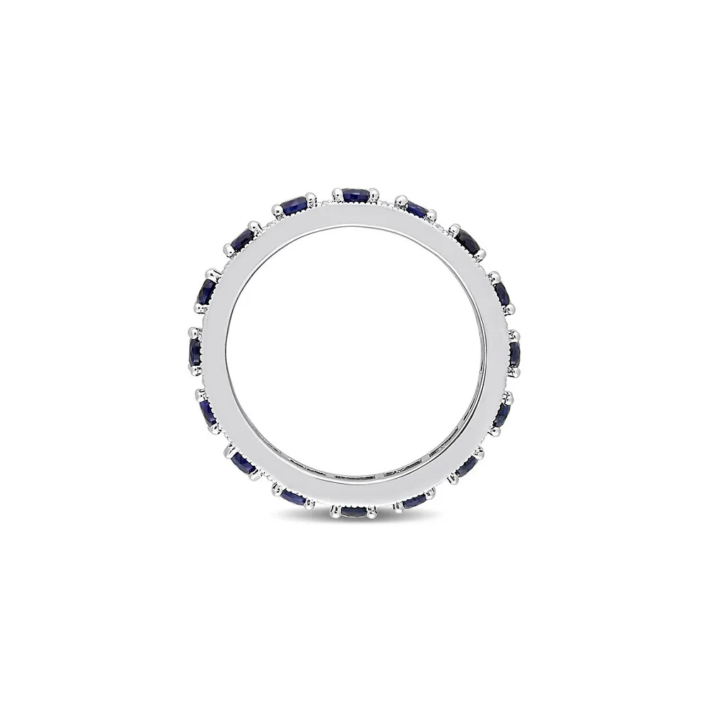 Sterling Silver & Created Blue Sapphire Eternity Ring