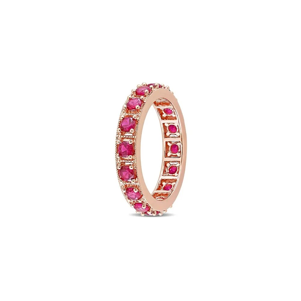 Rose Goldplated Sterling Silver& Created Ruby Eternity Ring