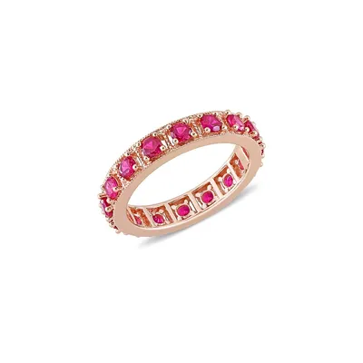 Rose Goldplated Sterling Silver& Created Ruby Eternity Ring