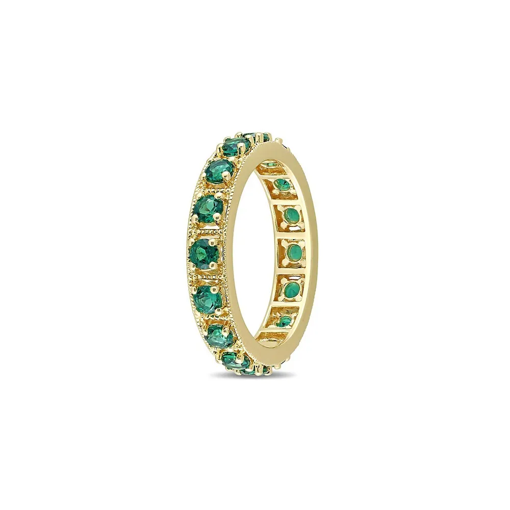 Yellow Goldplated Sterling Silver & Created Emerald Eternity Ring