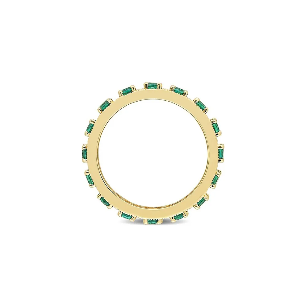 Yellow Goldplated Sterling Silver & Created Emerald Eternity Ring