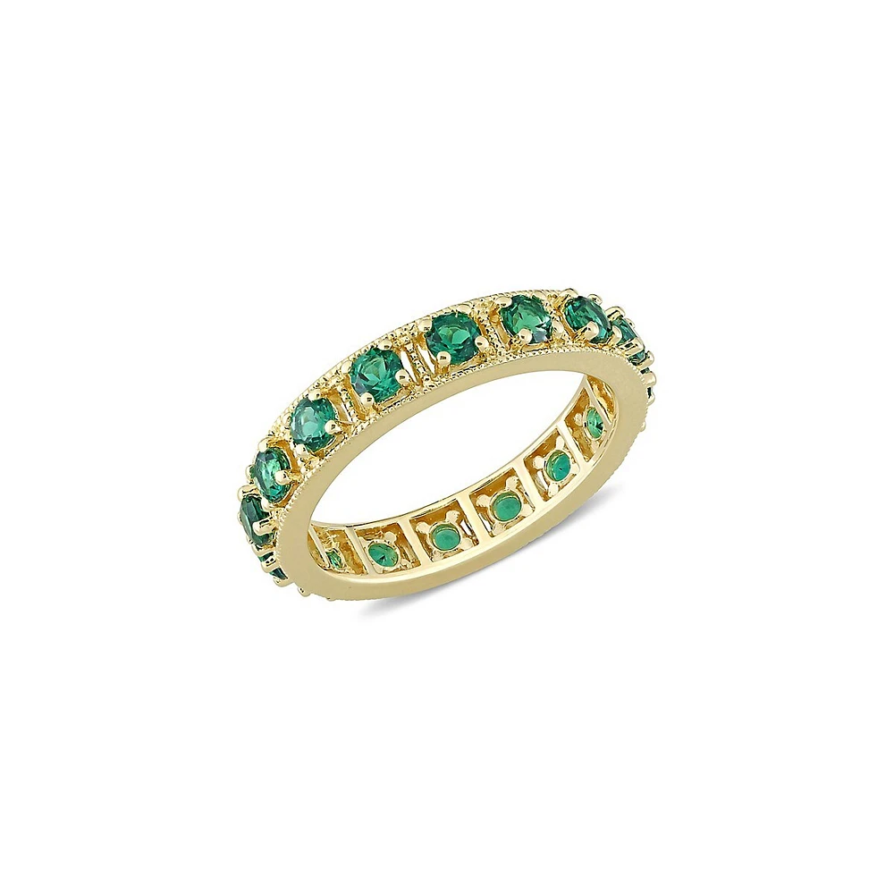 Yellow Goldplated Sterling Silver & Created Emerald Eternity Ring