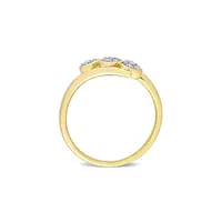 Goldplated Sterling Silver & 0.1 CT. T.W. Diamond Triple Heart Promise Ring