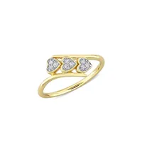 Goldplated Sterling Silver & 0.1 CT. T.W. Diamond Triple Heart Promise Ring