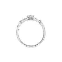 Sterling Silver & 0.1 CT. T.W. Diamond Floral Promise Ring