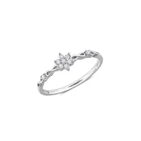 Sterling Silver & 0.1 CT. T.W. Diamond Floral Promise Ring